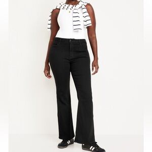 Old Navy High Waist Black Distressed Flare Jeans